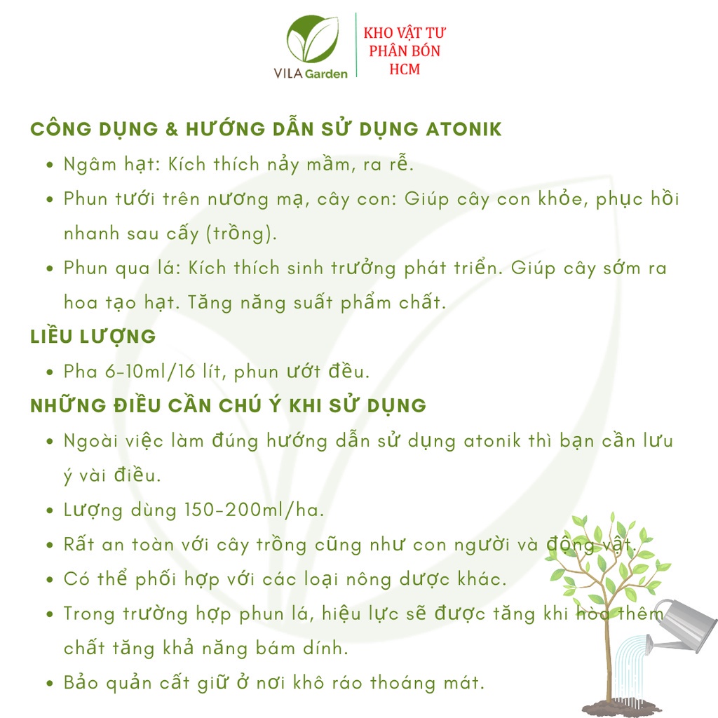 Phân Bón Lá ATONIK 1.8SL kích thích nảy mầm &amp; tăng trưởng (gói 10ml)