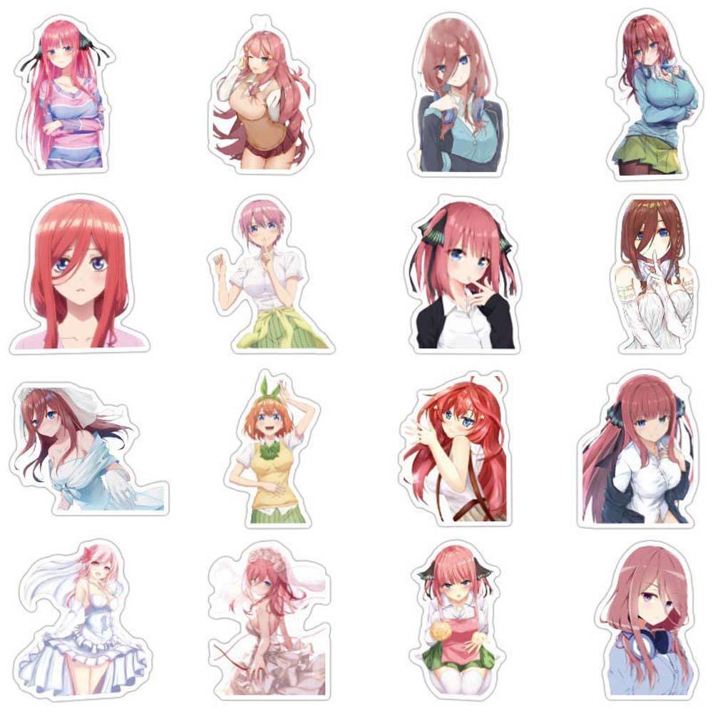 Set 50 miếng dán trang trí MMULCK anime Nakano Miku Gotoubun Hanayome Quintessential DIY cho máy tính xách tay nhật ký