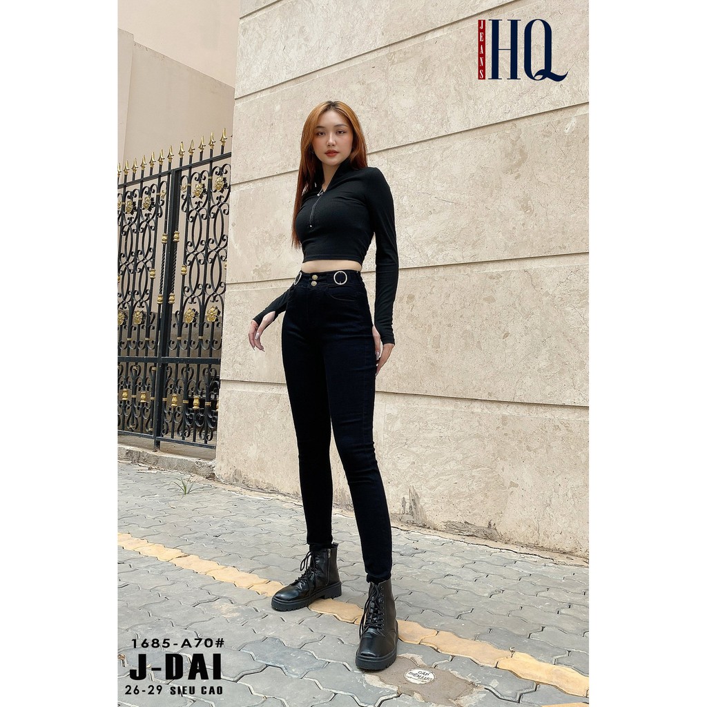 Quần Jeans nữ đen Skinny FREE SHIP cá tính HQJeans lưng siêu cao ôm dáng, CO GIÃN thoải mái, jeans cao cấp, mẫu mới nhất