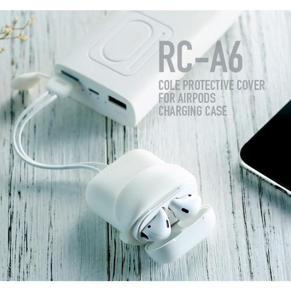 Bao case silicon cho tai nghe Apple Airpods hiệu Remax kiêm dây sạc (chống sốc, va đập) - hàng chính hãng