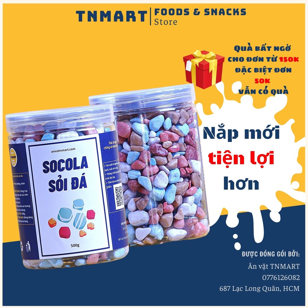 Kẹo socola sỏi đá lon pet 500g - Ăn vặt TNmart sài gòn