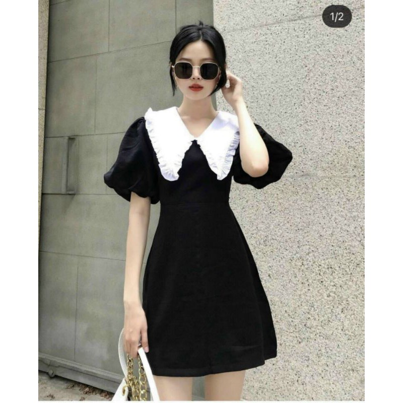 HÀNG SẴN HÀNG SẴN ĐẦM ĐEN CỔ BÈO TRẮNG🎀VIDEO THẬT SHOP QUAY SIÊU HOT SIÊU HOT | BigBuy360 - bigbuy360.vn