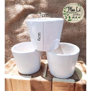 Chậu tráng men trắng size 7cm