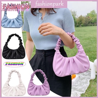 Túi xách tote da PU xếp ly đeo vai màu đơn sắc thanh lịch cho nữ