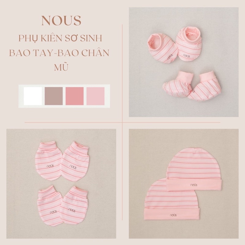 Nous set mũ, bao tay chân cho bé sơ sinh