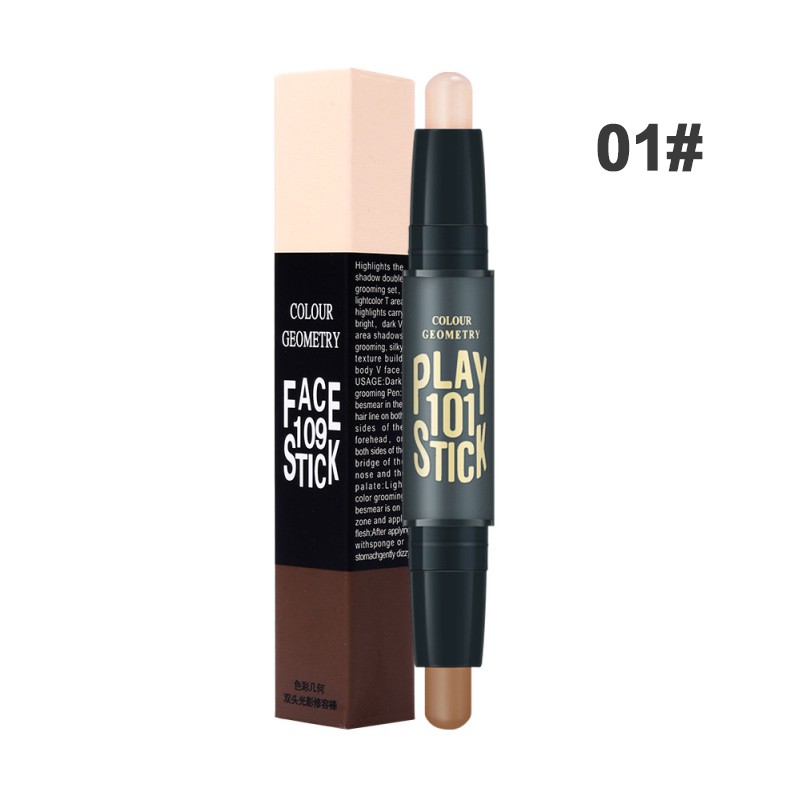 [ready] Colour Geometry Double-head V Face Trimming Stick High-light Shadow Concealer Bar Contour Stick Repair bar Nasal shadow Trimming highlight Concealer shadow (d) Bastão Corretivo Feminino Duas Cores Com Duas Pontas / Uso Facial / Corretivo / MOLI