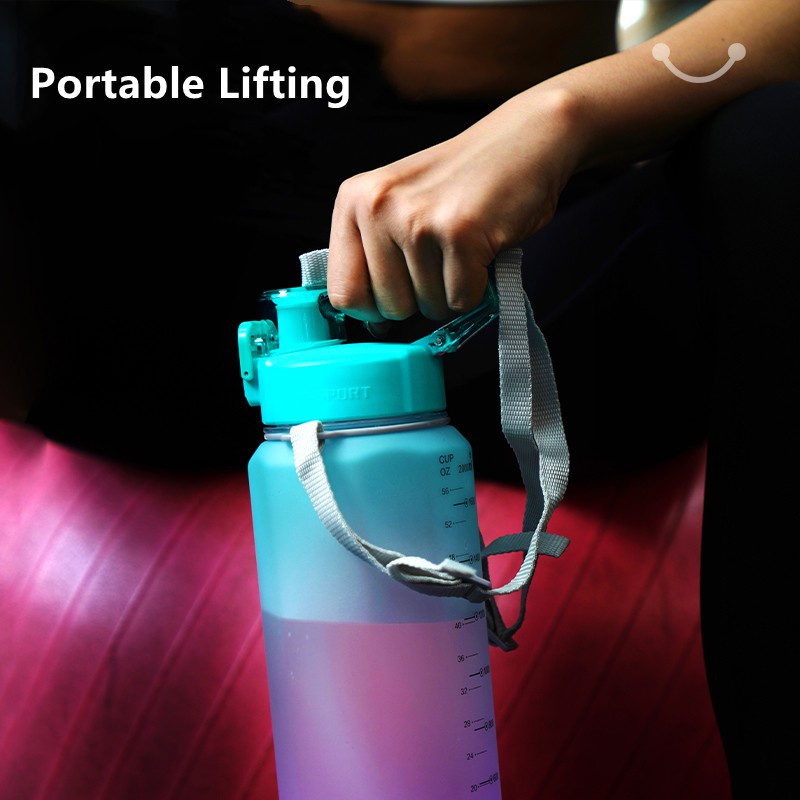 Diller Bình Nước Thể Thao Bằng Silicone Không Chứa BPA Kèm Ống Hút Đánh Dấu Thời Gian Cho Gym D58 4L