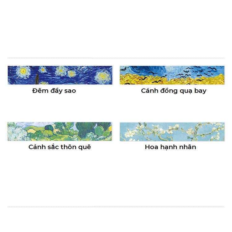 Washi Băng Dính Van Gogh Hoạ Tiết Tranh Nghệ Thuật Cá Tính Trang Trí Sáng Tạo