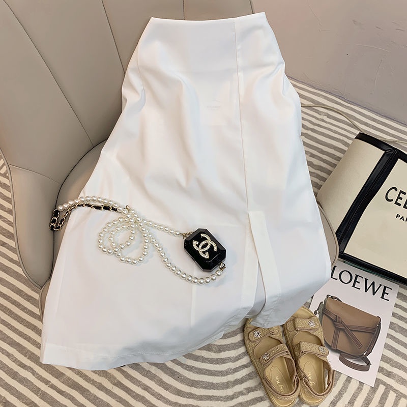 Set Áo Thun Tay Phồng Cổ Chữ V + Chân Váy Xẻ Tà Lưng Cao Thời Trang Cho Nữ