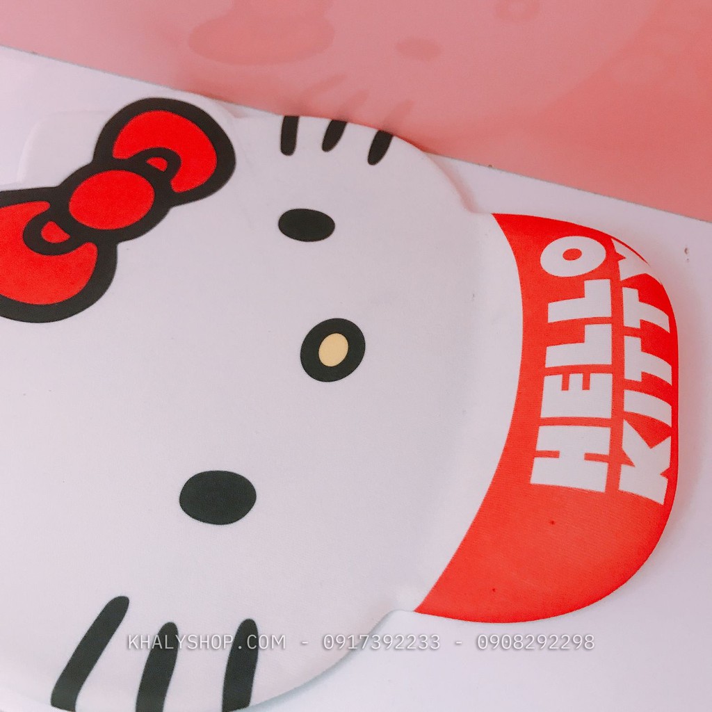 Miếng lót chuột máy tính có mút đệm cổ tay hình Hello Kitty màu trắng đỏ siêu xinh cho bé gái, bạn nữ - MLCKT3D