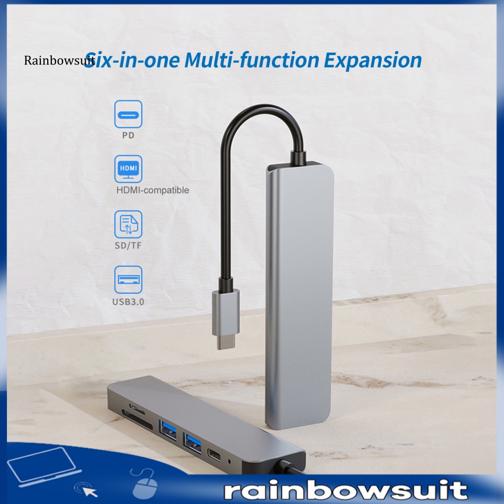 Hub Chia Cổng Type-C HDMI 4K USB3.0 6 Trong 1 Tiện Dụng