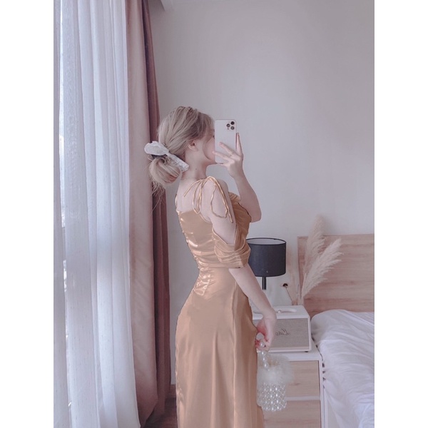 ĐẦM PHI CỔ ĐỔ RỚT VAI 2 DÂY