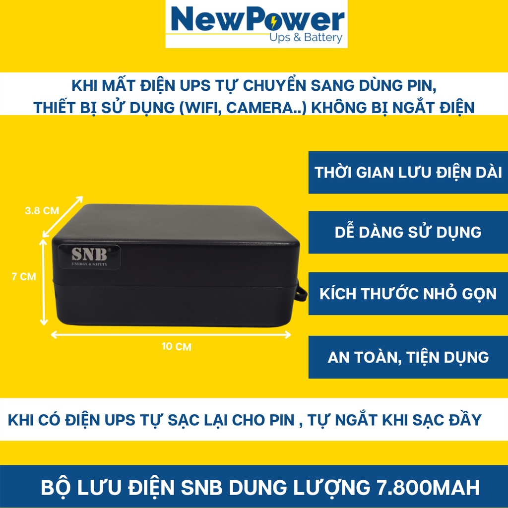 Bộ lưu điện gia đình,dung lượng pin 7800mAh, UPS 12V cho camera, wifi.., mới 100%,BH 12 tháng, xuất xứ VN