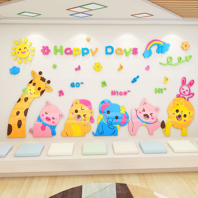 Tranh Mica trang trí tường Động vật Trang trí nhà trẻ, phòng cho bé Nhiều Size - EPeBen