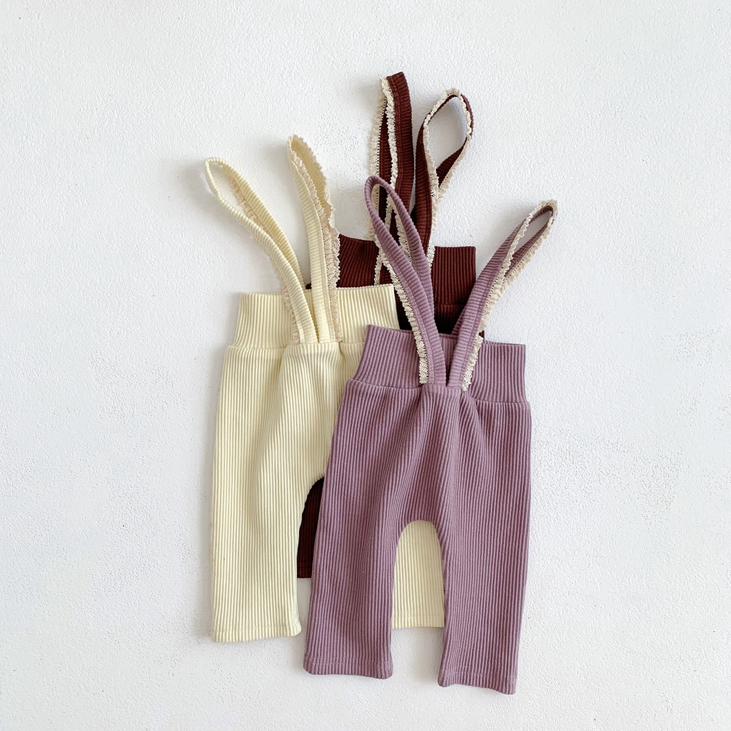 Bộ Áo Liền Quần Vải Cotton Phối Ren Thời Trang Thu Đông Xinh Xắn Cho Bé Gái