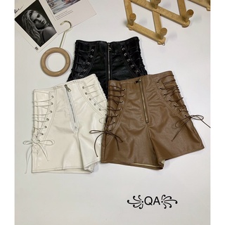 Quần shorts đan dây cạp cao