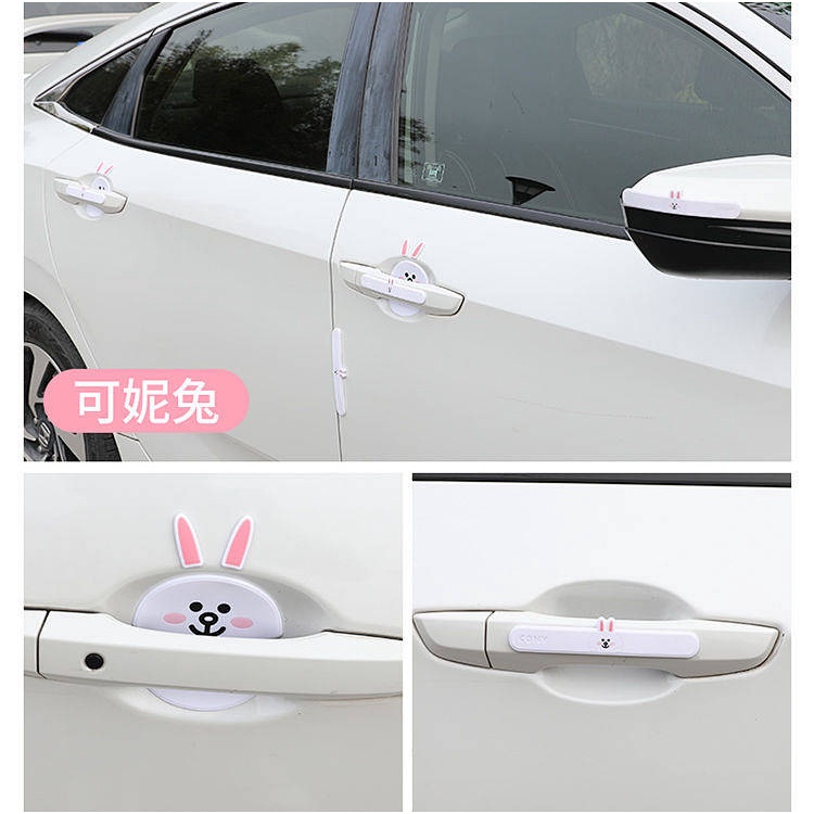 Miếng Dán Tay Nắm Cửa Xe Hơi Chống Trầy Xước Chống Va Chạm Họa Tiết Hoạt Hình Dễ Thương