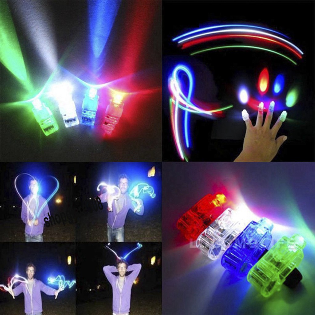 Ngón tay phát sáng Led Finger-Nhẫn Đeo Ngón Tay Có Đèn Led Phát Sáng Độc Đáo vòng đèn LED laser phát sáng gắn trên ngón