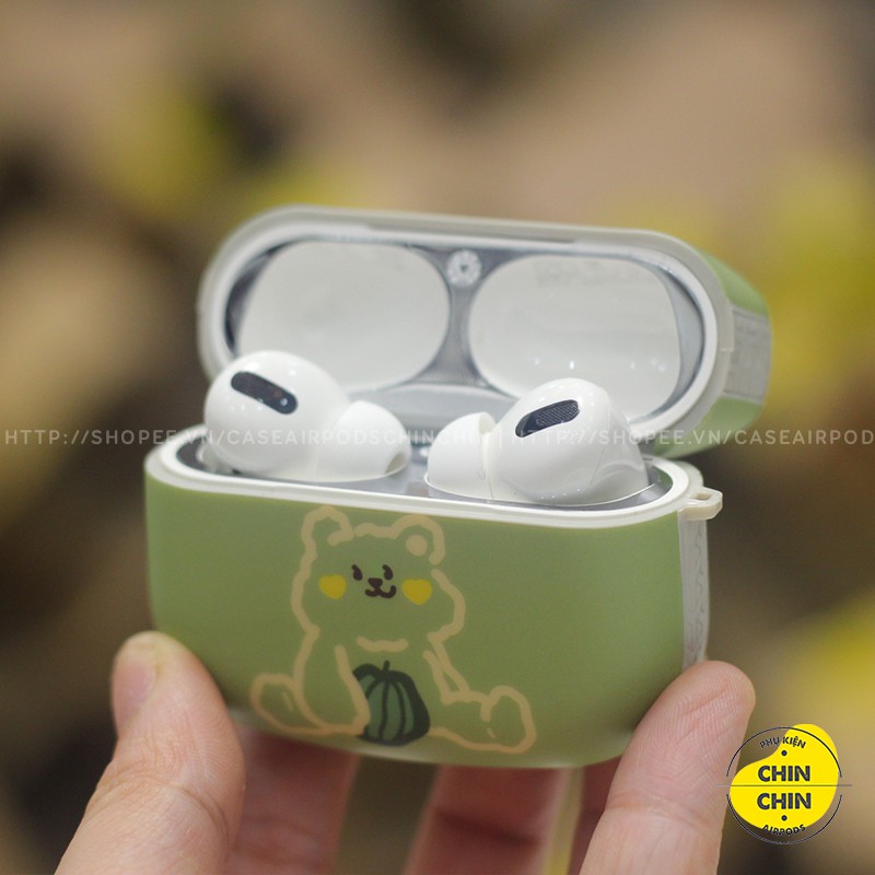 Ốp Airpod 2 Mặt Mèo Đựng Tai Nghe Airpods1 2 Pro Gấu Dưa Hấu Bằng Nhựa TPU Chống Bám Bụi - Chinchin Case