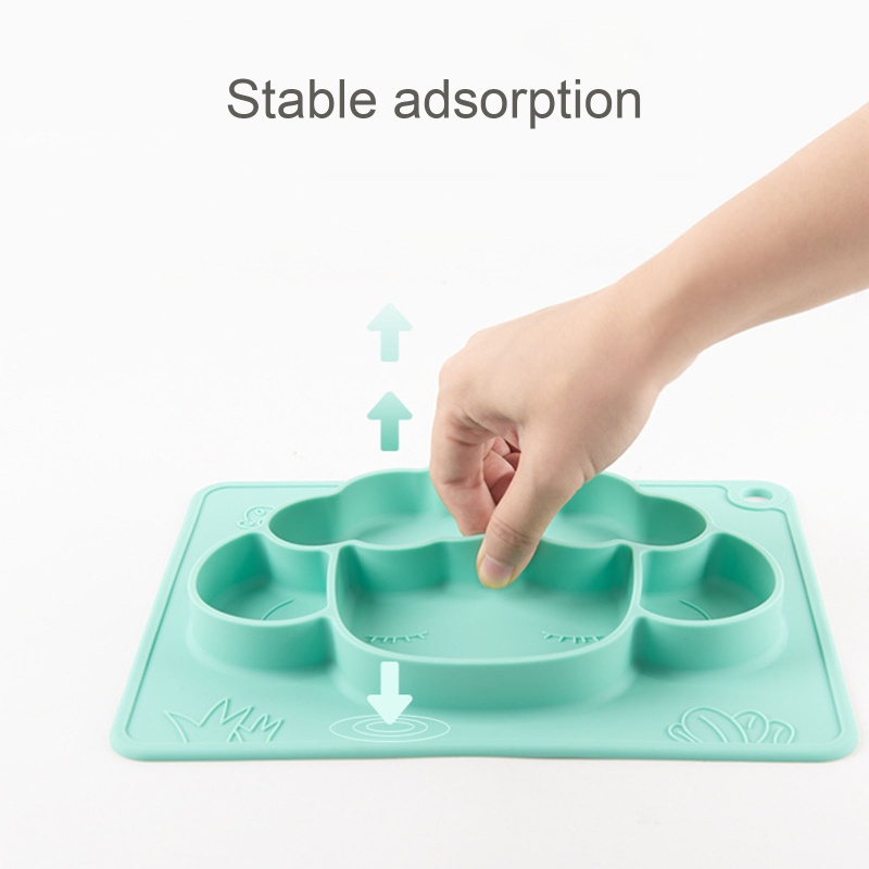 Bát Ăn Chia Ngăn Bằng Silicone Không Chứa BPA Màu Trơn Không Độc Hại Dành Cho Em Bé
