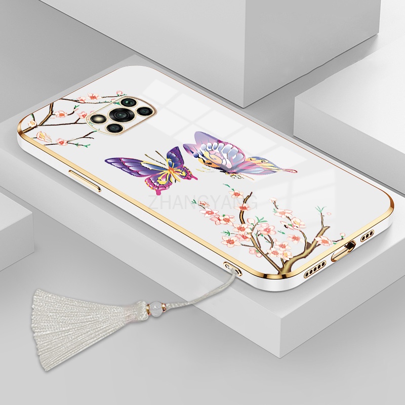 ốp lưng poco x3 poco x3 pro poco x3 nfc poco x3 gt Ốp Điện Thoại Silicon Họa Tiết Bươm Bướm Kèm Dây Đeo Cho poco x3 poco x3 pro poco x3 nfc poco x3 gt