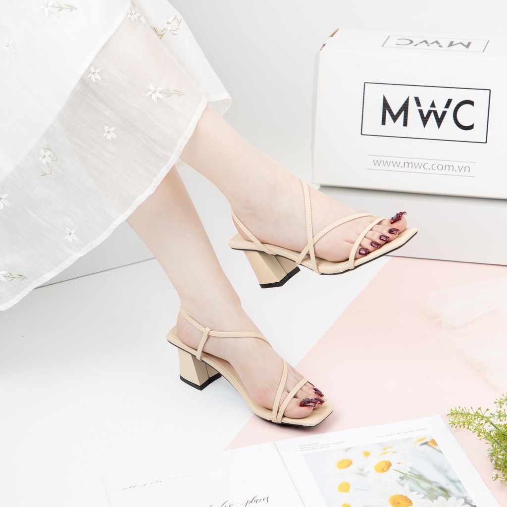 Giày Cao Gót Thời Trang MWC Đế Vuông 5CM Quai Mảnh Đan Chéo Xinh Xắn MWC NUCG-4101