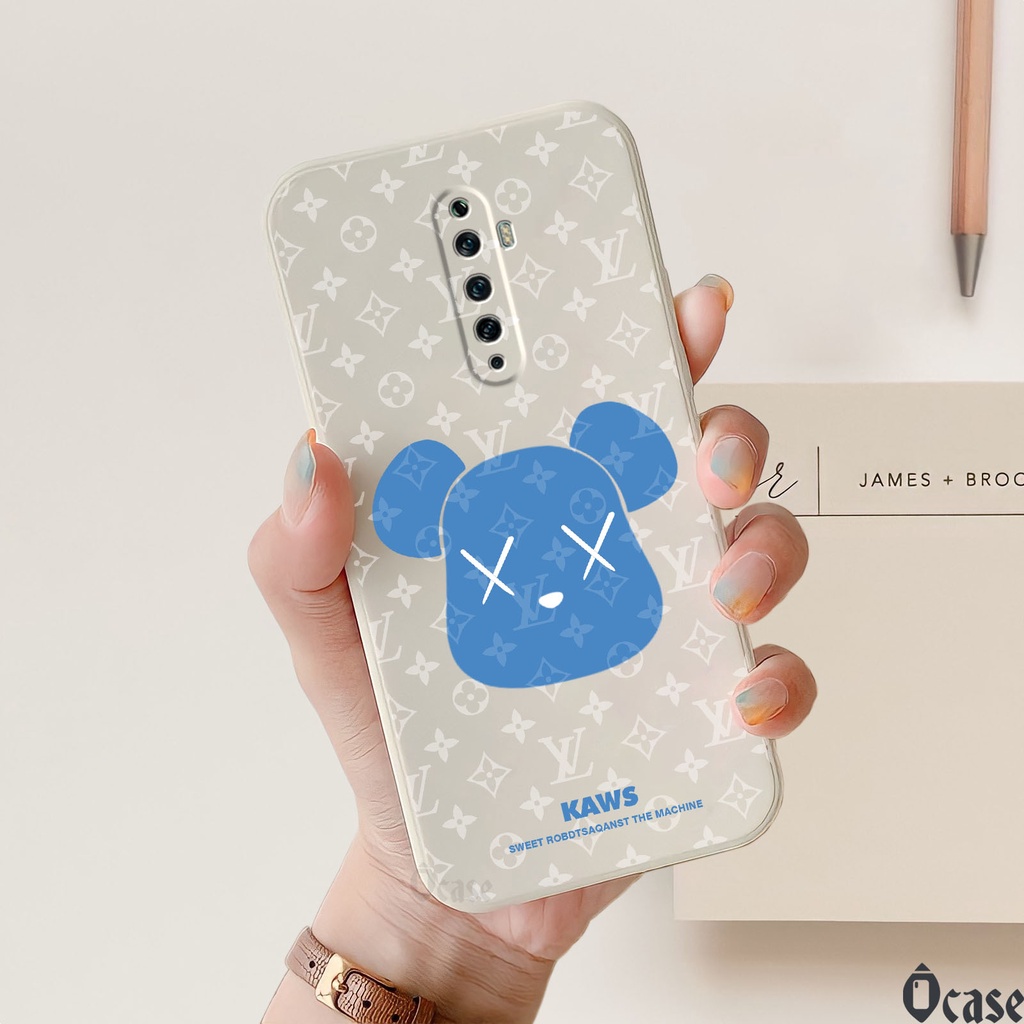 Ốp lưng Oppo Reno 2 / 2F / 2Z gấu cạnh viền vuông có bảo vệ camera