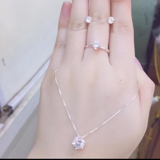 Bộ trang sức bạc đá trắng siêu xinh