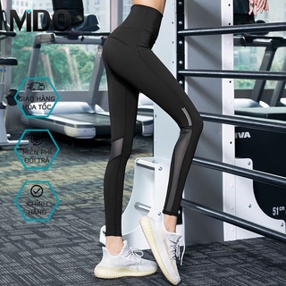 Quần tập yoga nữ phối lưới Mido Q58-1, kiểu quần tập yoga nữ co giãn, cạp cao, nâng mông hiệu quả