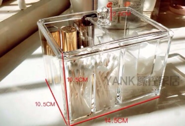 Hộp đựng bông tẩy trang, bông tai, mỹ phẩm bằng nhựa mika cao cấp - PB12 | BigBuy360 - bigbuy360.vn