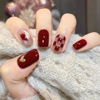 Nhãn Dán Trang Trí Móng Tay Họa Tiết Ca Rô Màu Trắng Ngọt Ngào Có Thể Tháo Rời Tiện Dụng