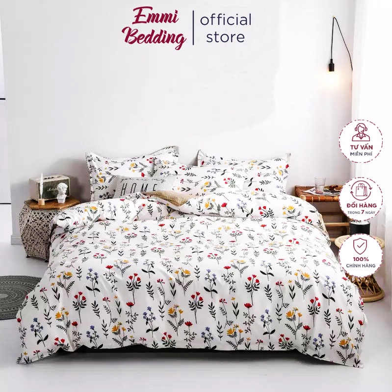 [BST 16] Bộ chăn ga gối Cotton Poly EmmiBedding phong cách Hàn Quốc Drap giường cotton hot trend (không kèm ruột)