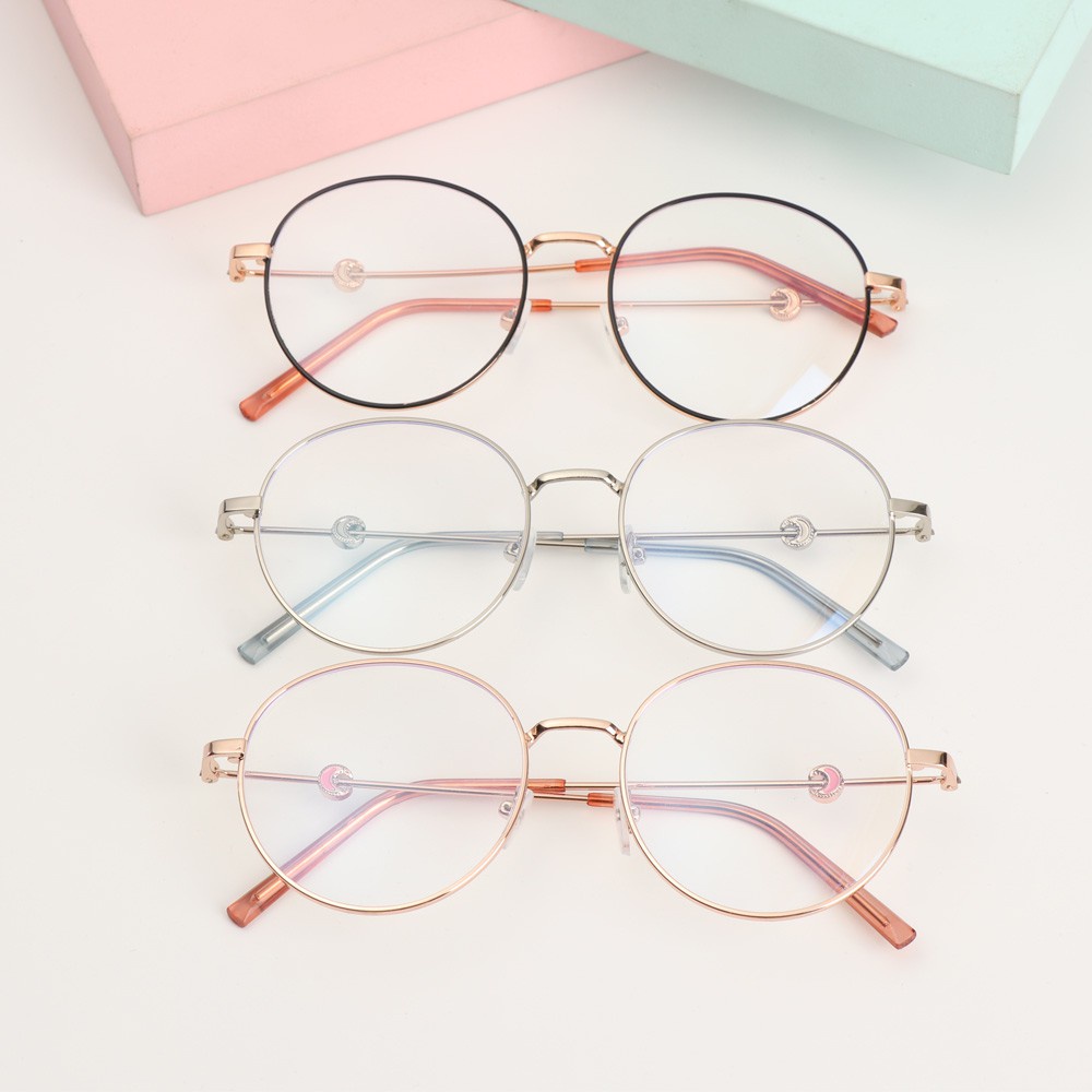 Kính Mắt Gọng Kim Loại Tròn Siêu Nhẹ Chống Tia UV/Chống Tia UV/Chống Tia UV/Nhiều Màu Sắc