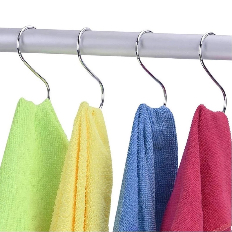 Set 10 Móc Treo Hình Chữ S Màu Đen/Bạc Bằng Thép Không Gỉ Chịu Được Sức Nặng Cho Nhà Ở/Văn Phòng