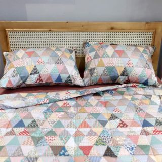 Fullset 4 món chăn ga gối cotton lụa Hàn quốc mẫu quilt tam giác