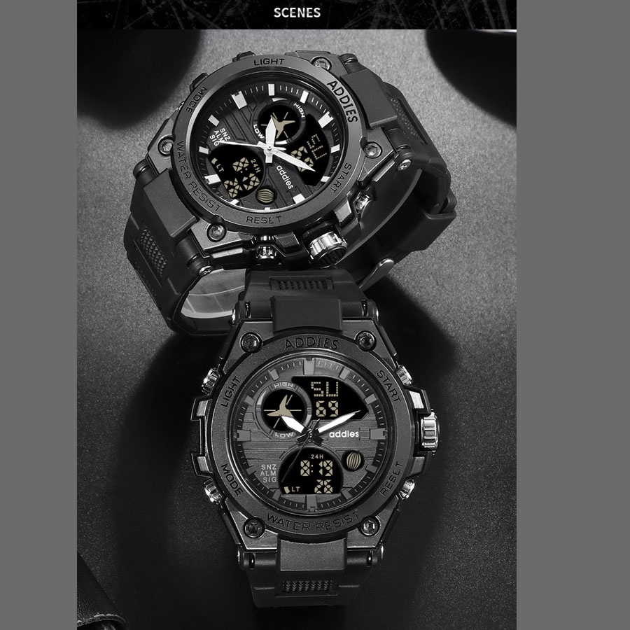 Đồng hồ thời trang nam addies dạ quang, đồng hồ phát sáng đeo tay, đồng hồ thể thao nam chống nước