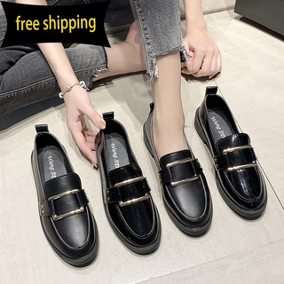 Mùa hè và mùa thu 2020 mới gót thấp đế phẳng giày đơn phong cách giày da nhỏ phong cách Hàn Quốc phù hợp với giày đậu giày giày lười nữ