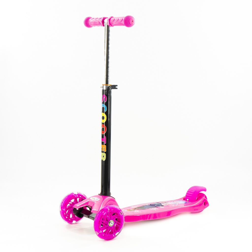 Xe trượt scooter 3 bánh 038PY scooter màu hồng họa tiết hoạt hình dễ thương cho bé