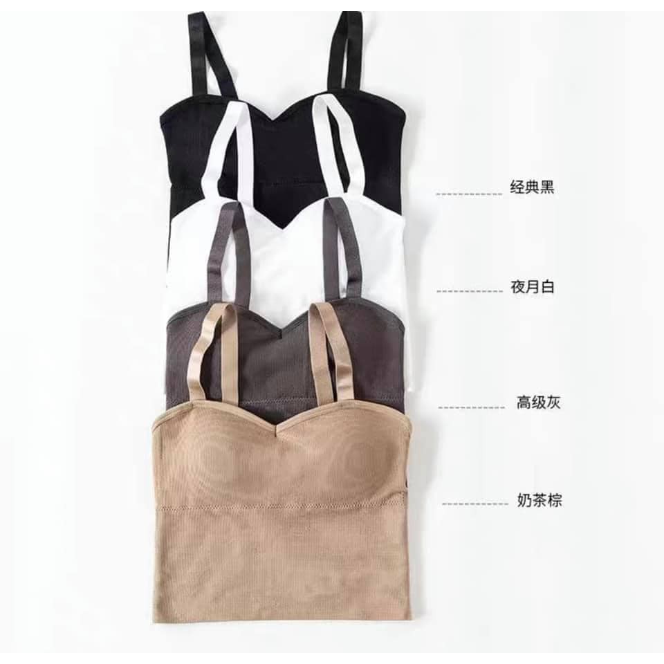 Áo lót nữ bra hai dây không gọng có mút ngực cotton mềm ôm sát thấm hút tốt mặc tập gym yoga mặc áo trong đa năng