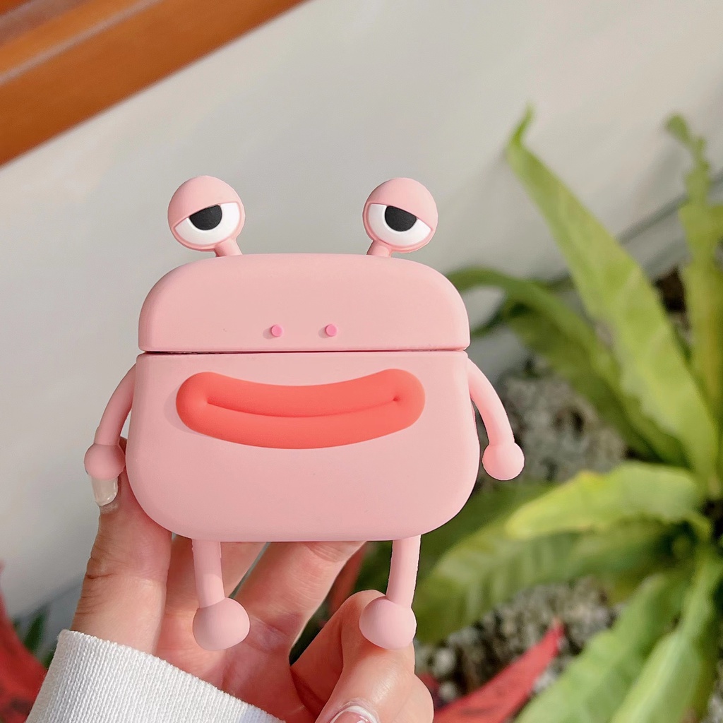 Vỏ Bảo Vệ Hộp Sạc Tai Nghe Bluetooth Bằng silicone Mềm Hình Chú Ếch Nhỏ Cho airpods 1 / 2 pro 3