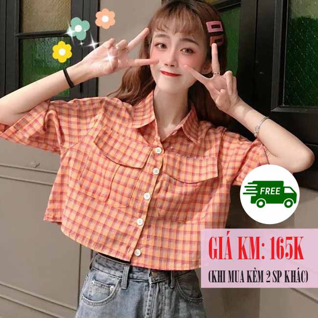Áo sơ mi kiểu croptop nữ ngắn ta Ulzzang Quảng Châu ASC90