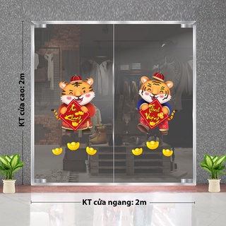 Decal trang trí tết nguyên đán 2022 hổ an khang, hổ thịnh vượng