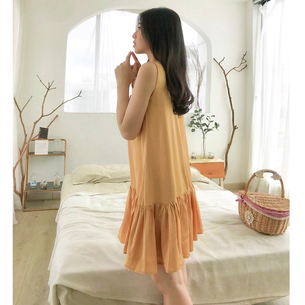 Váy ngủ 💖FREE SHIP💖 Váy ngủ sát nách dáng xòe tiểu thư dễ thương