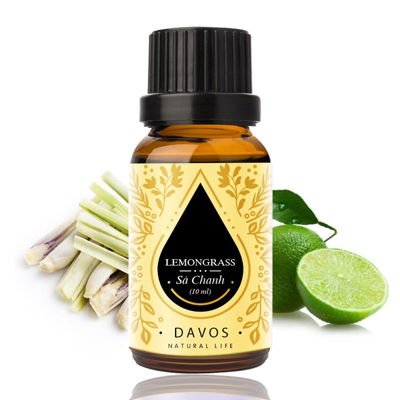 Tinh dầu sả chanh DAVOS 10ml | Nhập khẩu Ấn độ | Hương thơm khử mùi, diệt khuẩn, đuổi muỗi hiệu quả