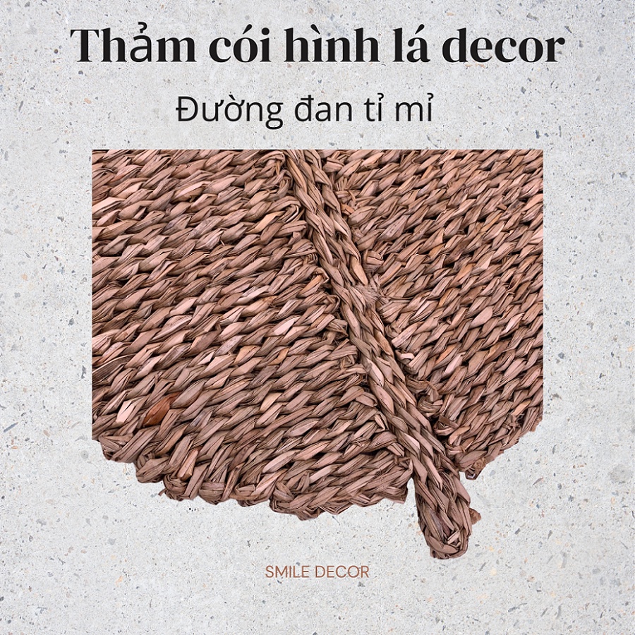 Thảm cói treo trang trí tường, lót bình hoa, trang trí bàn ăn hình lá Smile Decor phong cách vintage, boho