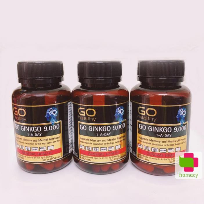Viên uống bổ não GO Healthy Go Ginkgo 9000 1-A-Day, New Zealand (60v) cho người lớn trên 18 tuổi | BigBuy360 - bigbuy360.vn