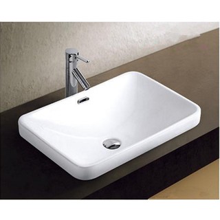Chậu lavabo âm bàn dương vành men cao cấp trắng sứ