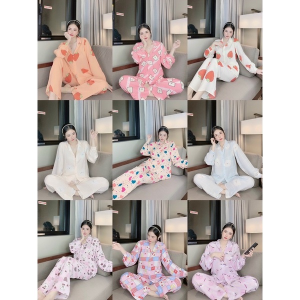 đồ bộ pijama cổ sơ mi mango 40kg đến 60kg