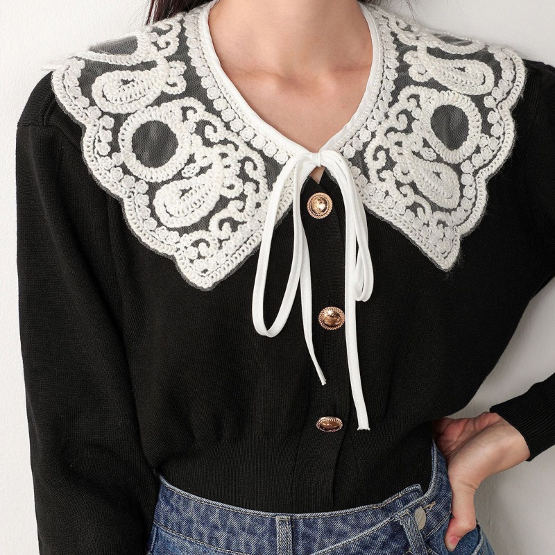 Han Khăn Choàng Cổ Giả Thêu Hoa Paisley Thắt Nơ Có Thể Tháo Rời Cho Nữ Shru