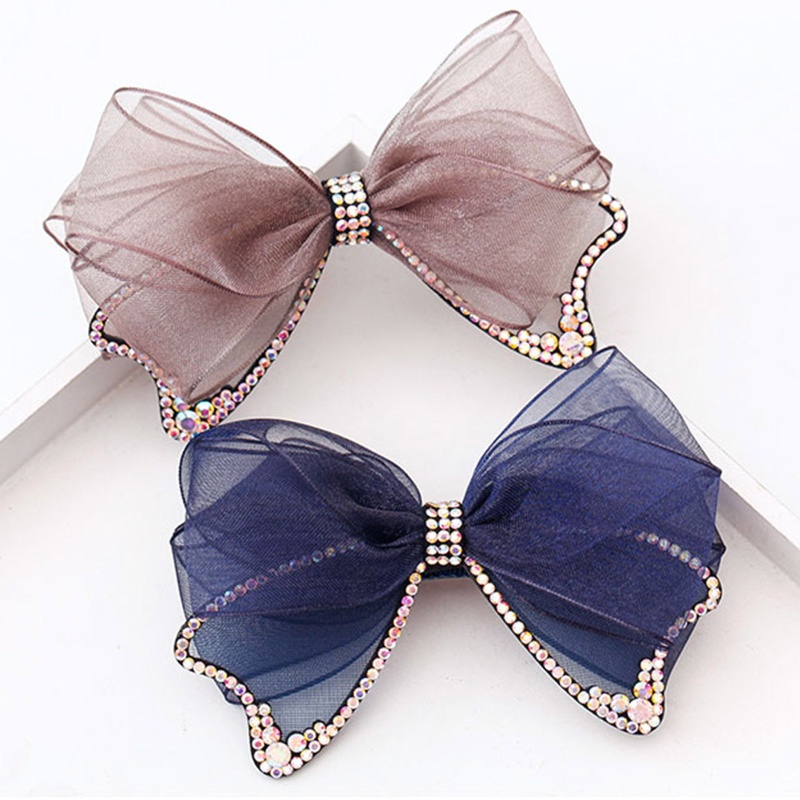 Kẹp Tóc Hình Nơ Lưới Đính Đá Phong Cách Lolita Nhật Bản Ngọt Ngào Cho Nữ